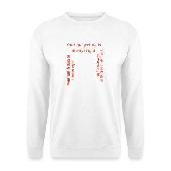 Intuitives Gefühl Text drucken - Unisex Pullover - Weiß - Vorne - Alina (178cm) & Michal (187cm)
