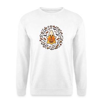 Candy Halloween-Geist - Unisex Pullover - Weiß - Vorne - Alina (178cm) & Michal (187cm)