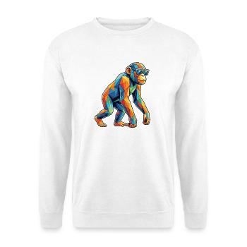 Poly Stil Affe - Unisex Pullover - Weiß - Vorne - Alina (178cm) & Michal (187cm)