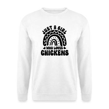 Huhn Spruch Boho Style - Unisex Pullover - Weiß - Vorne - Alina (178cm) & Michal (187cm)