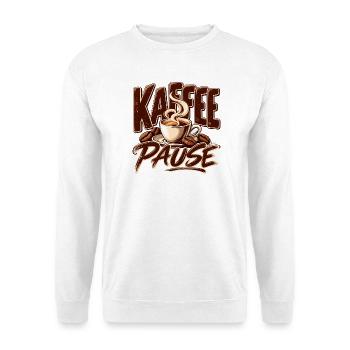 Kaffee Pause Schöne Geschenkidee für den Büro - Unisex Pullover - Weiß - Vorne - Alina (178cm) & Michal (187cm)