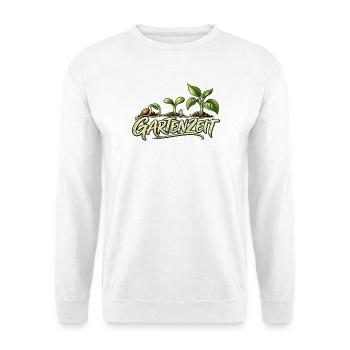 Gartenliebe Line Art Geschenk für Gärtner - Unisex Pullover - Weiß - Vorne - Alina (178cm) & Michal (187cm)