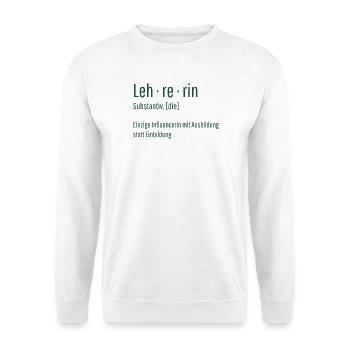 Lehrerin Substantiv Influencerin Schule Geschenk - Unisex Pullover - Weiß - Vorne - Alina (178cm) & Michal (187cm)