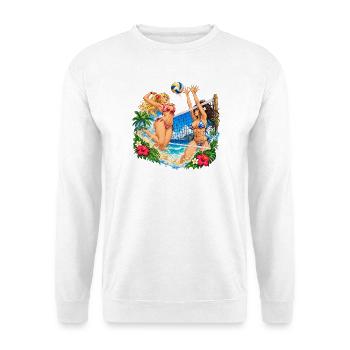 Tropischer Beachvolleyball-Kampf - Unisex Pullover - Weiß - Vorne - Alina (178cm) & Michal (187cm)