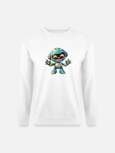 Fröhlicher Tech-Roboter Cartoon - Unisex Pullover - Weiß