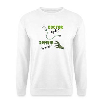 Doctor by day Zombie by night - Stethoskop - Unisex Pullover - Weiß - Vorne - Alina (178cm) & Michal (187cm)
