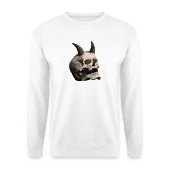 Totenkopf mit Hörnern - Teufelsschädel - Unisex Pullover - Weiß - Vorne - Alina (178cm) & Michal (187cm)