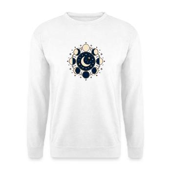 Mondphasen Kreis Sterne Astronomie Vektor Shirt - Unisex Pullover - Weiß - Vorne - Alina (178cm) & Michal (187cm)