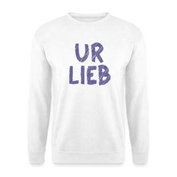 UR LIEB – Süßer Spruch mit österreichischem Charme - Unisex Pullover - Weiß - Vorne - Alina (178cm) & Michal (187cm)