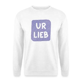 UR LIEB – Süßer Babyspruch zur Geburt Österreich - Unisex Pullover - Weiß - Vorne - Alina (178cm) & Michal (187cm)