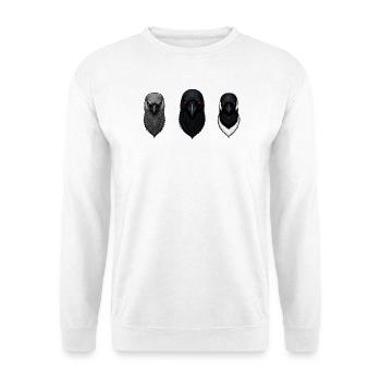 Die Dohle, die Krähe und die Elster - Unisex Pullover - Weiß - Vorne - Alina (178cm) & Michal (187cm)