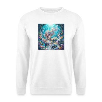 Korallenmeerjungfrau unter Gezeiten - Unisex Pullover - Weiß - Vorne - Alina (178cm) & Michal (187cm)