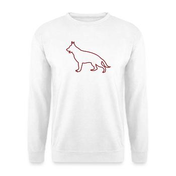 Hund Silhouette - Unisex Pullover - Weiß - Vorne - Alina (178cm) & Michal (187cm)