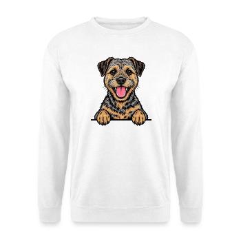 Border Terrier - Unisex Pullover - Weiß - Vorne - Alina (178cm) & Michal (187cm)