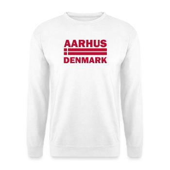 Aarhus Dänemark Stadtflagge - Unisex Pullover - Weiß - Vorne - Alina (178cm) & Michal (187cm)