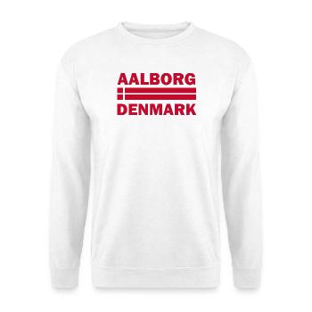 Aalborg-Dänemark-Flaggenmotiv - Unisex Pullover - Weiß - Vorne - Alina (178cm) & Michal (187cm)
