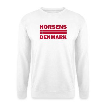Horsens Dänemark-Flaggenmotiv - Unisex Pullover - Weiß - Vorne - Alina (178cm) & Michal (187cm)