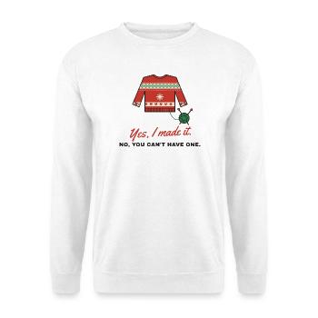 Ja, ich habe ihn zum nordischen Pullover gemacht - Unisex Pullover - Weiß - Vorne - Alina (178cm) & Michal (187cm)
