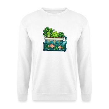 Fische unter einem lebendigen Garten - Unisex Pullover - Weiß - Vorne - Alina (178cm) & Michal (187cm)