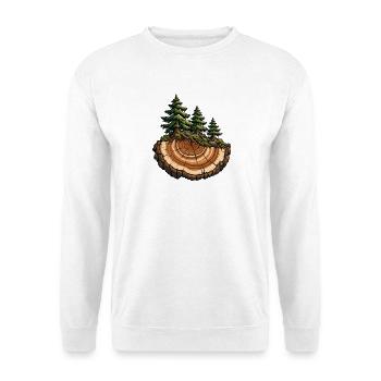 Baumringe werden zum Wald - Unisex Pullover - Weiß - Vorne - Alina (178cm) & Michal (187cm)
