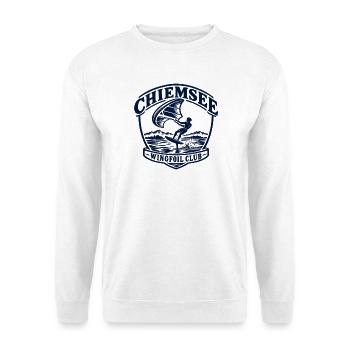 Wingfoil Club Logo Wasserabenteuer - Unisex Pullover - Weiß - Vorne - Alina (178cm) & Michal (187cm)