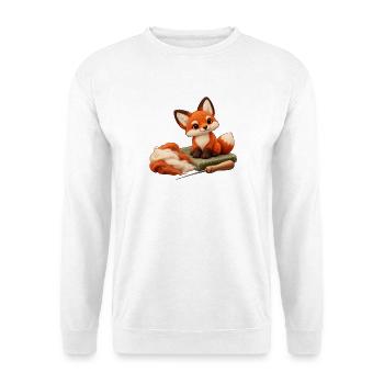 Filzfuchs-Basteltisch - Unisex Pullover - Weiß - Vorne - Alina (178cm) & Michal (187cm)