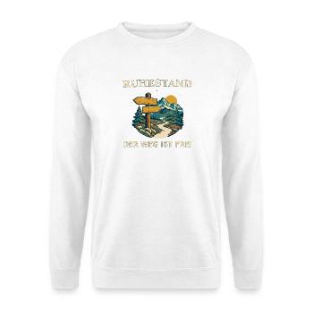 Ruhestand – Der Weg Ist Frei - Unisex Pullover - Weiß - Vorne - Alina (178cm) & Michal (187cm)