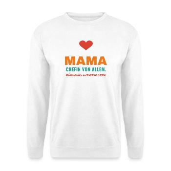 Mama – Chefin von allem - Unisex Pullover - Weiß - Vorne - Alina (178cm) & Michal (187cm)