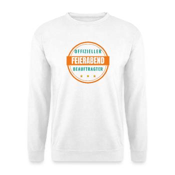 Offizieller Feierabend-Beauftragter - Unisex Pullover - Weiß - Vorne - Alina (178cm) & Michal (187cm)