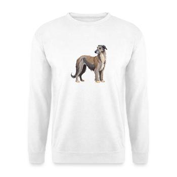 Irischer Wolfshund stehend - Unisex Pullover - Weiß - Vorne - Alina (178cm) & Michal (187cm)