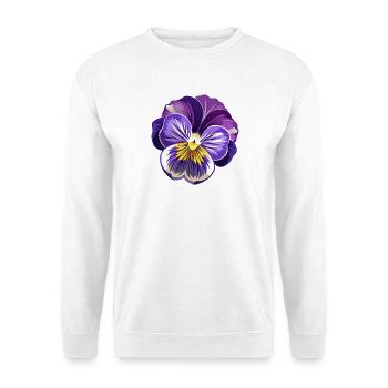 Stiefmütterchenblüte - Unisex Pullover - Weiß - Vorne - Alina (178cm) & Michal (187cm)