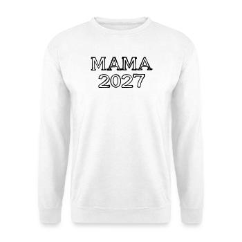 Mama 2027 Schriftzug handgezeichnet - Unisex Pullover - Weiß - Vorne - Alina (178cm) & Michal (187cm)