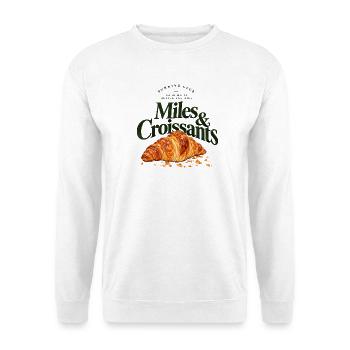 Zuerst laufen, später Croissant – Running & Coffee Club - Unisex Pullover - Weiß - Vorne - Alina (178cm) & Michal (187cm)