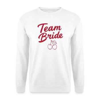 Team Bride Kirsche  - Unisex Pullover - Weiß - Vorne - Alina (178cm) & Michal (187cm)