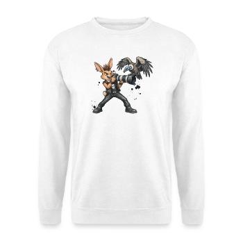 Punk-Hase, der Safari-Fotograf - Unisex Pullover - Weiß - Vorne - Alina (178cm) & Michal (187cm)