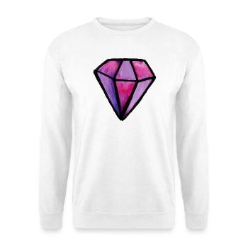 Lila Aquarell-Diamant-Edelstein - Unisex Pullover - Weiß - Vorne - Alina (178cm) & Michal (187cm)