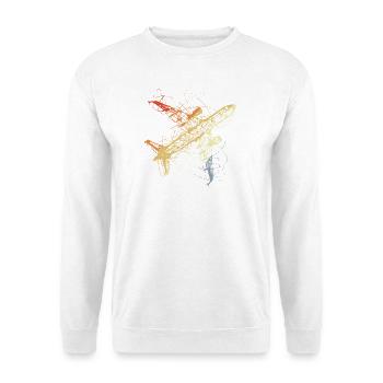 Flugzeug Skizze Vintage - Unisex Pullover - Weiß - Vorne - Alina (178cm) & Michal (187cm)