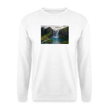 Wasserfallpfad - Unisex Pullover - Weiß - Vorne - Alina (178cm) & Michal (187cm)