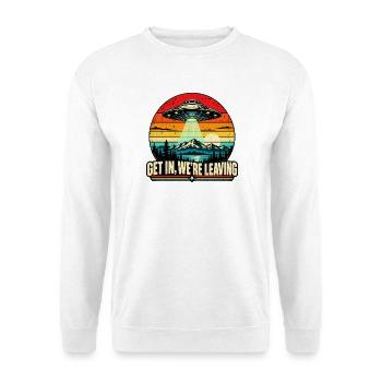 UFO Sunset Retro Tee - Unisex Pullover - Weiß - Vorne - Alina (178cm) & Michal (187cm)