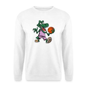 Alligator Basketball Krokodil - Unisex Pullover - Weiß - Vorne - Alina (178cm) & Michal (187cm)