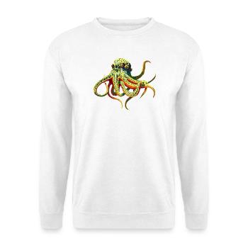 Neon-Oktopus  - Unisex Pullover - Weiß - Vorne - Alina (178cm) & Michal (187cm)