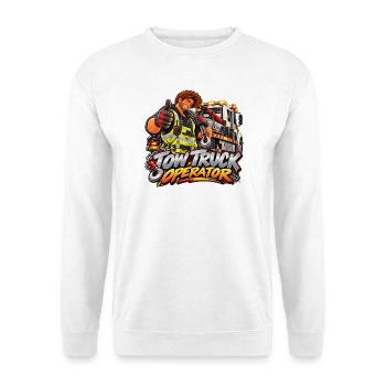 Cartoon-Schleppfahrer - Unisex Pullover - Weiß - Vorne - Alina (178cm) & Michal (187cm)