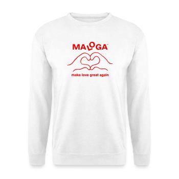 MALOGA  - Make Love Great Again - Unisex Pullover - Weiß - Vorne - Alina (178cm) & Michal (187cm)