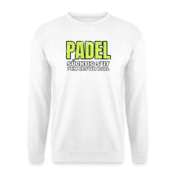 Padel - süchtig seit dem ersten Ball - Vintage - Unisex Pullover - Weiß - Vorne - Alina (178cm) & Michal (187cm)