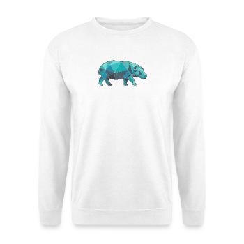 Poly Stil Nilpferd - Unisex Pullover - Weiß - Vorne - Alina (178cm) & Michal (187cm)