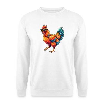 Poly Stil Cooles Huhn - Unisex Pullover - Weiß - Vorne - Alina (178cm) & Michal (187cm)