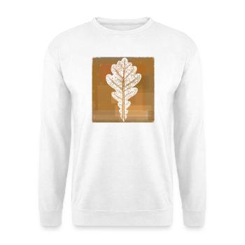 Eichenblatt - Botanisch / Stencil Quadrat Rahmen - Unisex Pullover - Weiß - Vorne - Alina (178cm) & Michal (187cm)