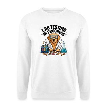 Labrador-Sweatshirt Dog Science Lover Retriever - Unisex Pullover - Weiß - Vorne - Alina (178cm) & Michal (187cm)