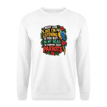 Lustige Papageien-Mama Besitzerin Vogelliebhaber Tropische Haustierkunst - Unisex Pullover - Weiß - Vorne - Alina (178cm) & Michal (187cm)