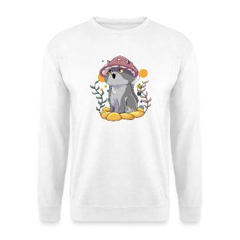 Katze Pilz Natur - Unisex Pullover - Weiß - Vorne - Alina (178cm) & Michal (187cm)